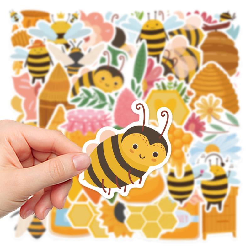 50pcs Cartoon Bee Honey Stickers DIY Room Decoration Phone Computer