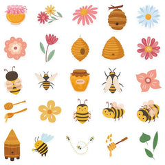 50pcs Cartoon Bee Honey Stickers DIY Room Decoration Phone Computer