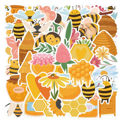 50pcs Cartoon Bee Honey Stickers DIY Room Decoration Phone Computer