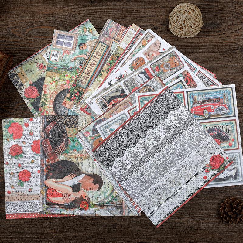 17 Sheets City Material Paper Retro Journal Ballet Decoration DIY Tools