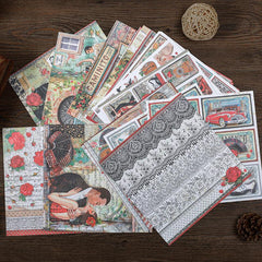 17 Sheets City Material Paper Retro Journal Ballet Decoration DIY Tools