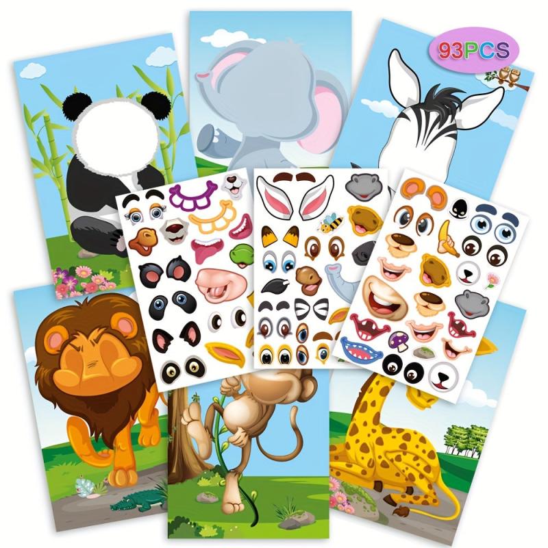 Funny Animal Dinosaur Elephant Panda Face Changing Stickers Book