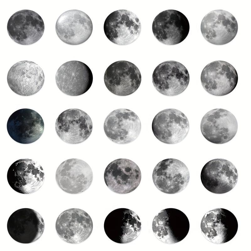 50pcs Moon Phase Series Graffiti Stickers DIY Waterproof Stickers