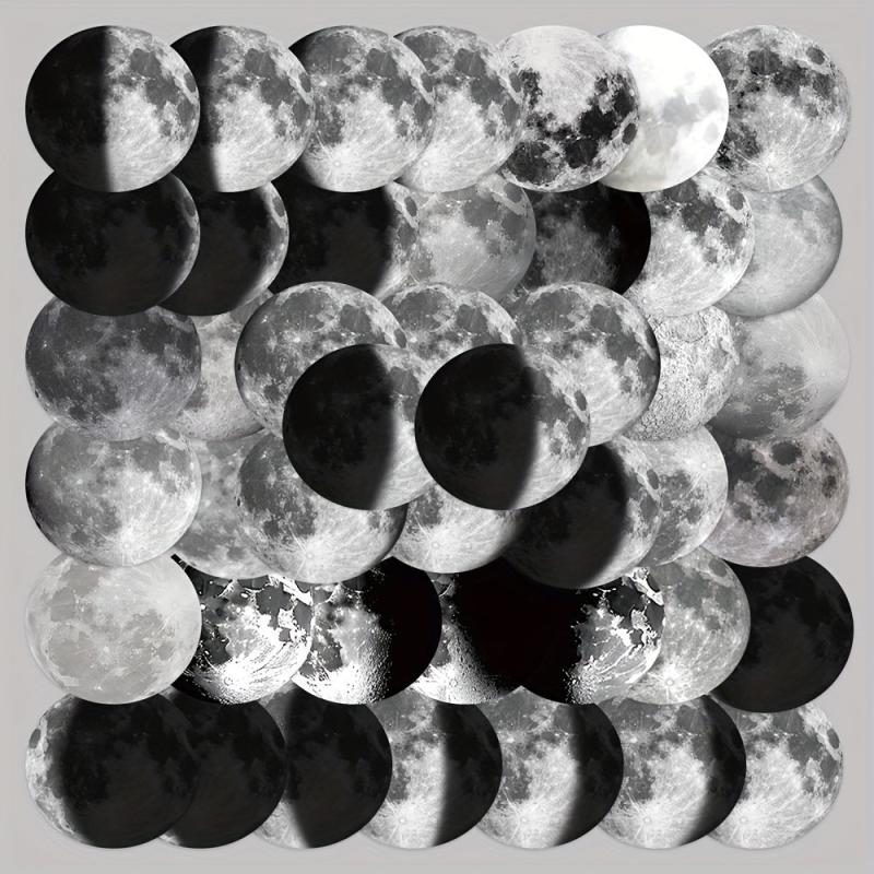 50pcs Moon Phase Series Graffiti Stickers DIY Waterproof Stickers