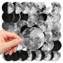 50pcs Moon Phase Series Graffiti Stickers DIY Waterproof Stickers