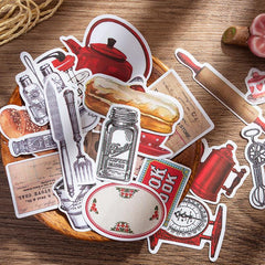 35pcs Retro Healing Red Sticker DIY Computer Washi Scrapbooking Stickers