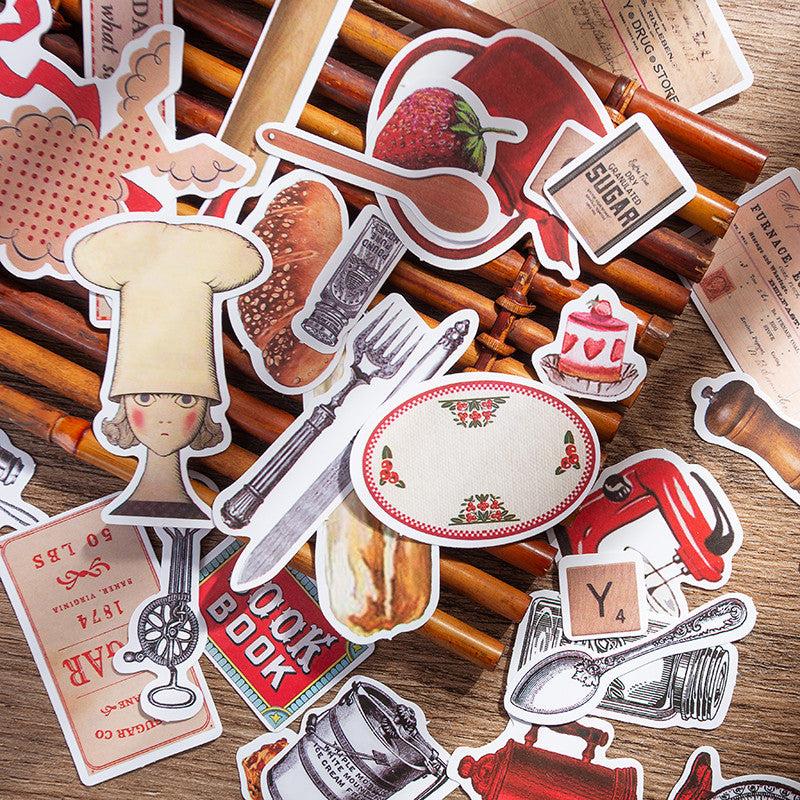 35pcs Retro Healing Red Sticker DIY Computer Washi Scrapbooking Stickers