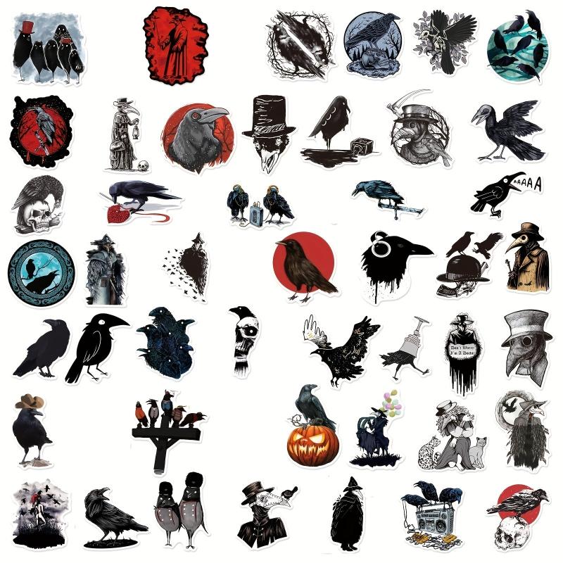50pcs Stylish Crow Graffiti Stickers for Skateboard Helmet Motorcycle Waterproof