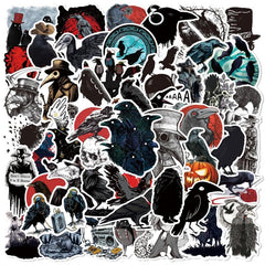 50pcs Stylish Crow Graffiti Stickers for Skateboard Helmet Motorcycle Waterproof