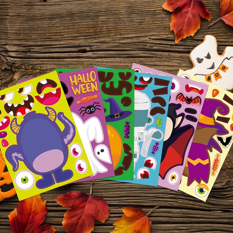 24pcs Halloween Character Puzzle Stickers Kids Party Gift Stickers