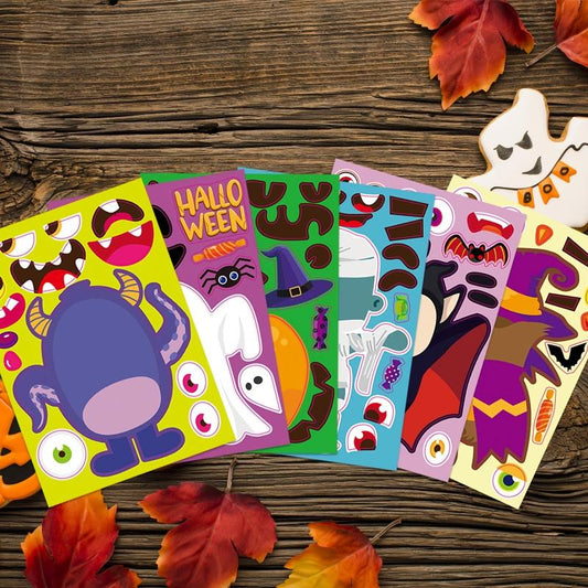 24pcs Halloween Character Puzzle Stickers Kids Party Gift Stickers