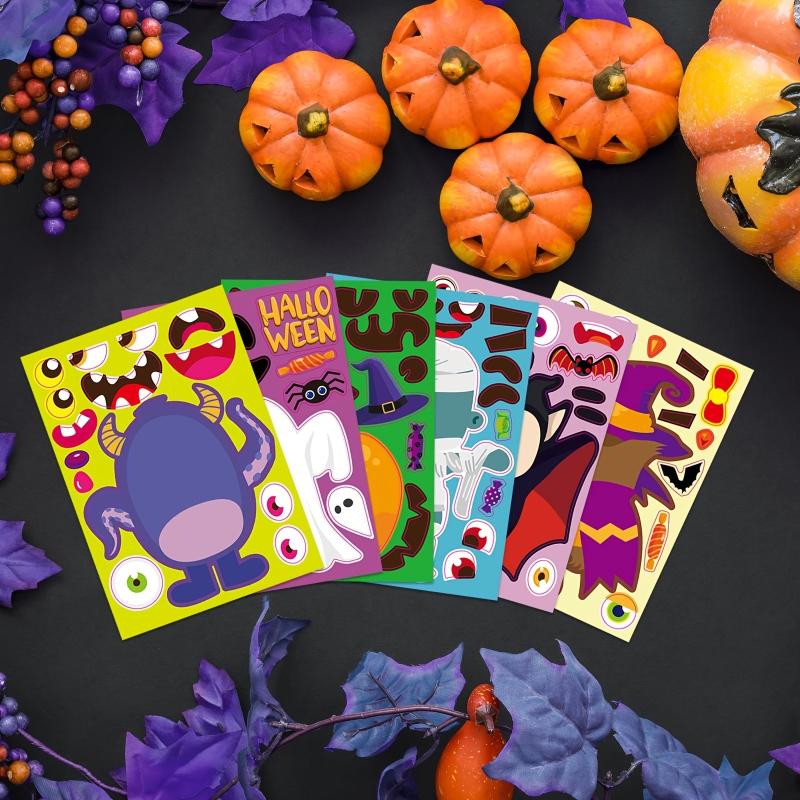 24pcs Halloween Character Puzzle Stickers Kids Party Gift Stickers