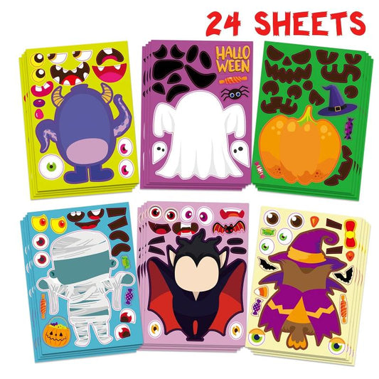 24pcs Halloween Character Puzzle Stickers Kids Party Gift Stickers