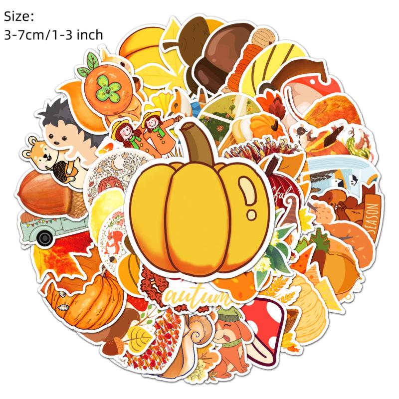 50pcs Golden Autumn Waterproof Stickers for Motorcycle Laptop Helmet