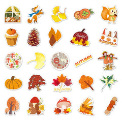 50pcs Golden Autumn Waterproof Stickers for Motorcycle Laptop Helmet