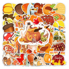 50pcs Golden Autumn Waterproof Stickers for Motorcycle Laptop Helmet