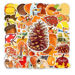 50pcs Golden Autumn Waterproof Stickers for Motorcycle Laptop Helmet