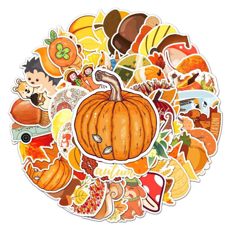 50pcs Golden Autumn Waterproof Stickers for Motorcycle Laptop Helmet