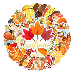 50pcs Golden Autumn Waterproof Stickers for Motorcycle Laptop Helmet