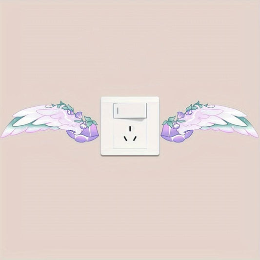 1pc Switch Sticker 1 Pair Of Wings Cartoon Decorative Wall Sticker