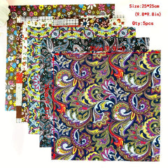 5pcs 24 89 24 Bohemian Quilted Quarter Cotton Fabric Bundles