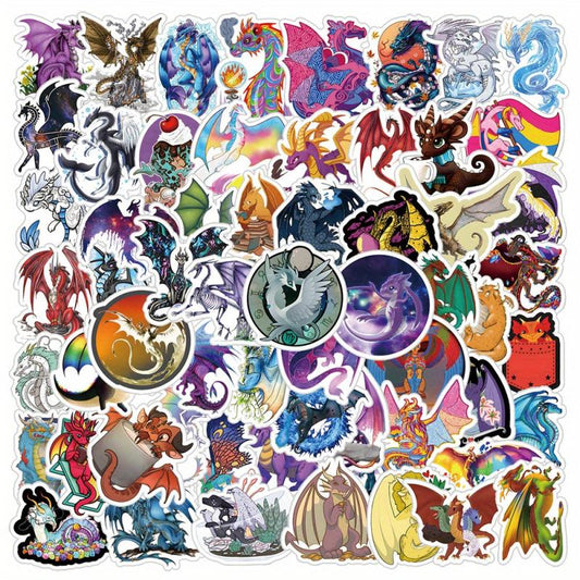 61pcs Dragon Stickers Pack Waterproof For Water Bottle Skateboard Laptop
