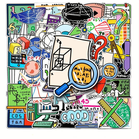 50pcs Math Learning Formula Waterproof Stickers for Motorcycle Laptop Helmet