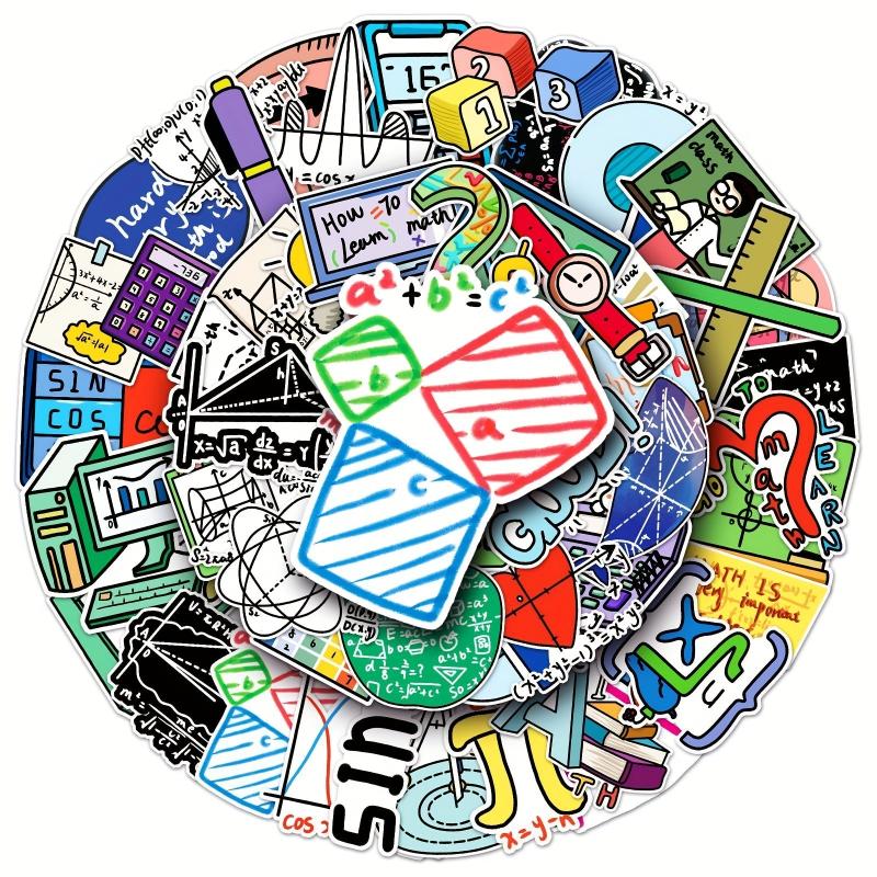 50pcs Math Learning Formula Waterproof Stickers for Motorcycle Laptop Helmet