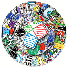 50pcs Math Learning Formula Waterproof Stickers for Motorcycle Laptop Helmet