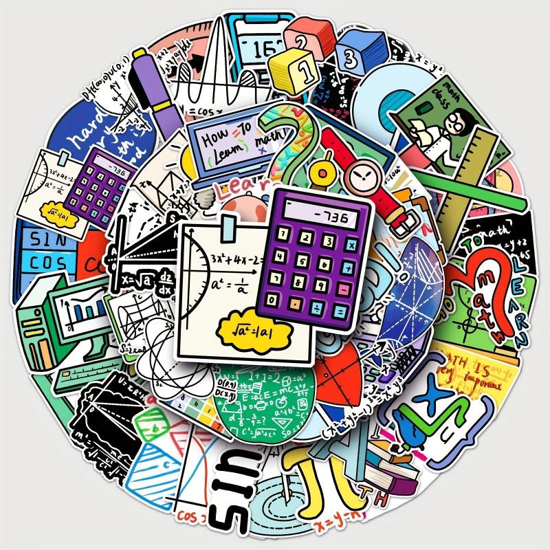 50pcs Math Learning Formula Waterproof Stickers for Motorcycle Laptop Helmet