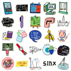 50pcs Math Learning Formula Waterproof Stickers for Motorcycle Laptop Helmet