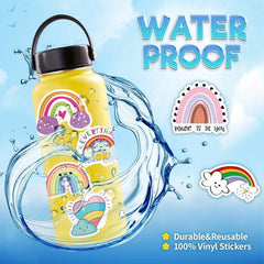100pcs Rainbow Stickers Waterproof Decals for Water Bottle Phone Laptop