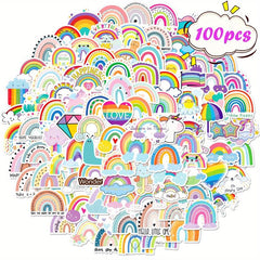 100pcs Rainbow Stickers Waterproof Decals for Water Bottle Phone Laptop