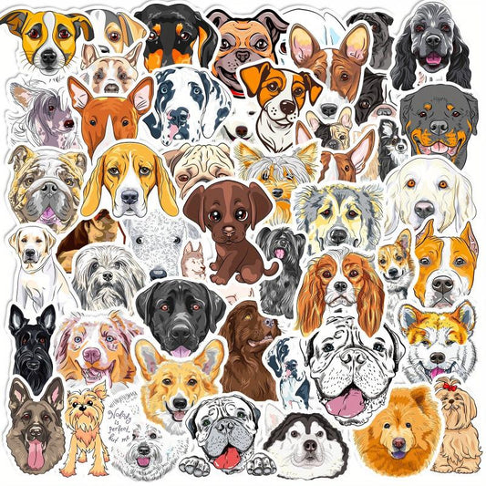 50pcs Cute Dog Waterproof Stickers Decals for Water Bottle Laptop Phone Case