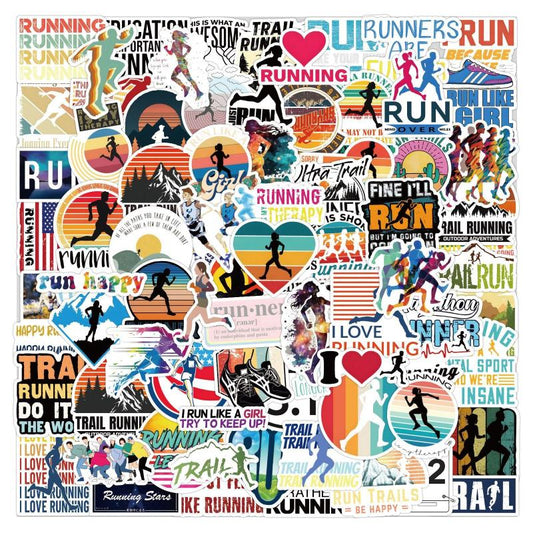 100pcs Running Stickers Run Pack Sport Vinyl Waterproof Stickers Adults