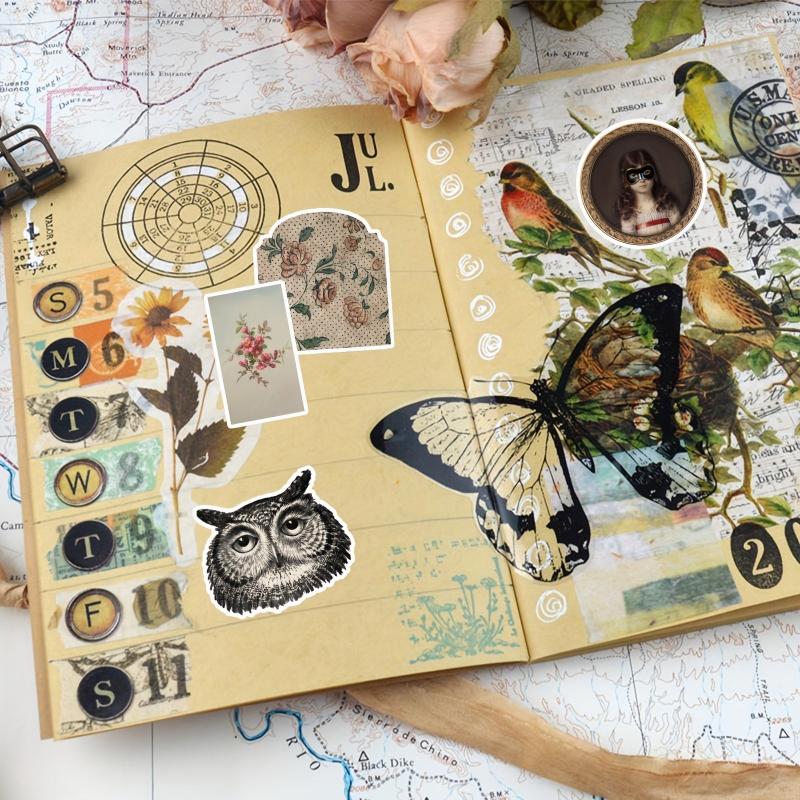 50pcs Vintage Gothic Style Stickers For Scrapbook DIY Crafts