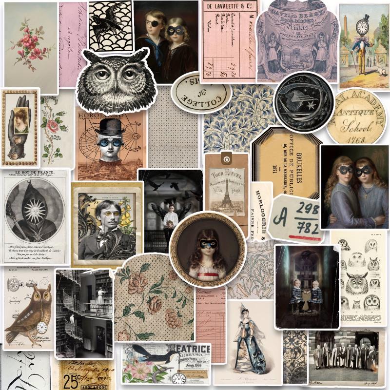 50pcs Vintage Gothic Style Stickers For Scrapbook DIY Crafts