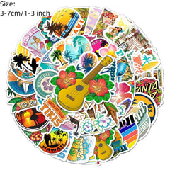 50pcs Hawaii Vacation Surfing Series Waterproof Graffiti Stickers