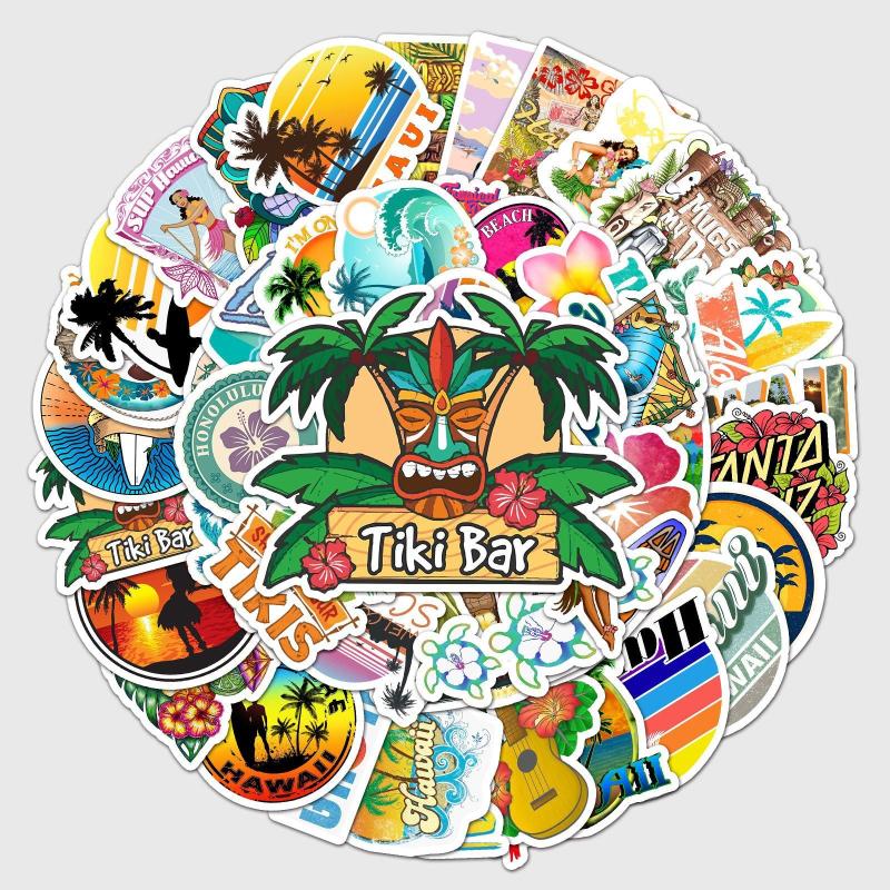 50pcs Hawaii Vacation Surfing Series Waterproof Graffiti Stickers