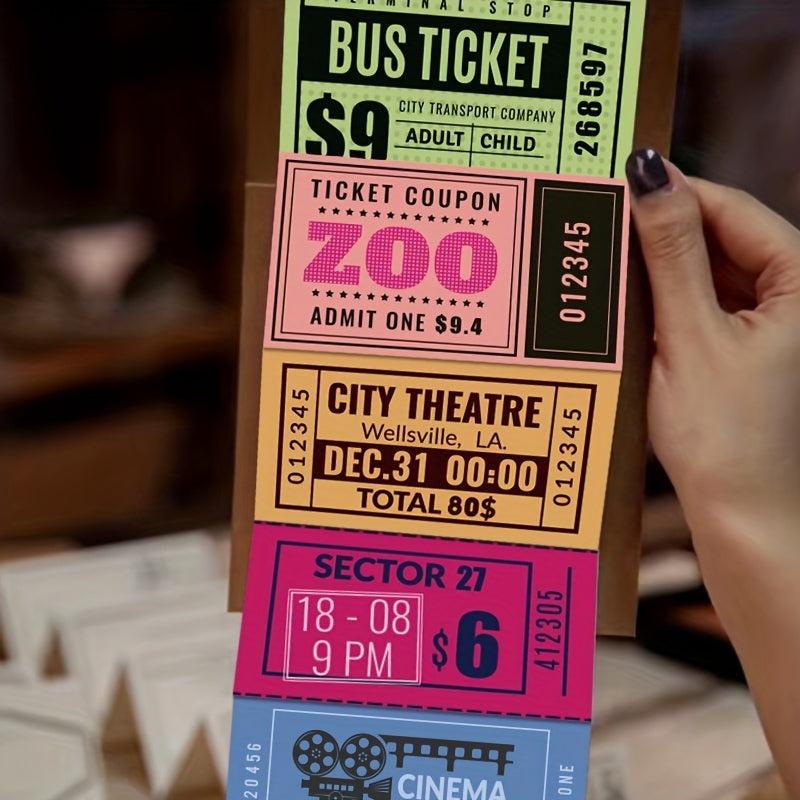50pcs Waterproof Vintage Ticket Stickers For Notepad Crafts