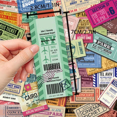 50pcs Waterproof Vintage Ticket Stickers For Notepad Crafts