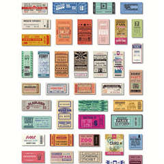 50pcs Waterproof Vintage Ticket Stickers For Notepad Crafts