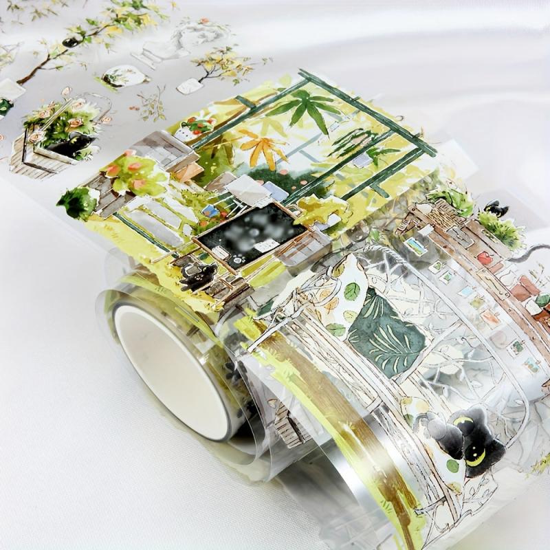 Small Cat Garden Stickers Set - 3D Transparent Waterproof - 2 Meters