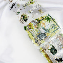 Small Cat Garden Stickers Set - 3D Transparent Waterproof - 2 Meters