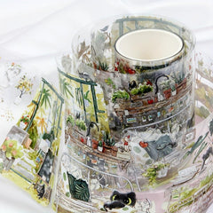 Small Cat Garden Stickers Set - 3D Transparent Waterproof - 2 Meters