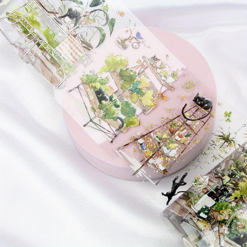 Small Cat Garden Stickers Set - 3D Transparent Waterproof - 2 Meters