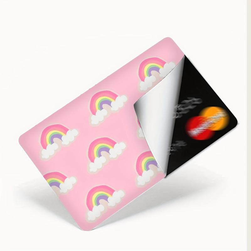 2pcs Pink Rainbow Scratch-resistant Card Stickers 8.84x5.41cm