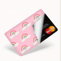 2pcs Pink Rainbow Scratch-resistant Card Stickers 8.84x5.41cm