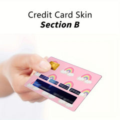 2pcs Pink Rainbow Scratch-resistant Card Stickers 8.84x5.41cm