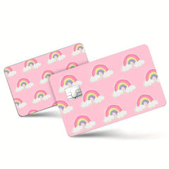 2pcs Pink Rainbow Scratch-resistant Card Stickers 8.84x5.41cm